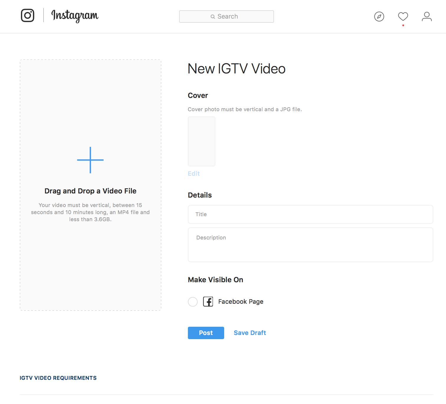 You can upload video via desktop